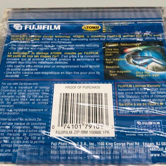 set of 2 Fuji Film zip IBM Formatted 100MB disk ATOMM tech  4"x 4" READ new - Picture 2 of 8